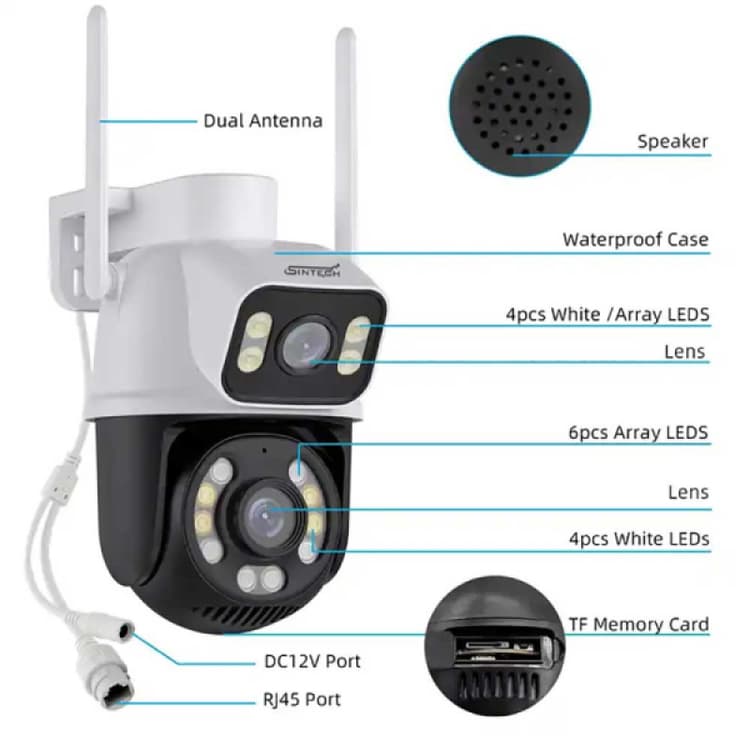 Sintech 6MP Double Lens Outdoor Colorvu PTZ WiFi Camera (C40 Pro mini)