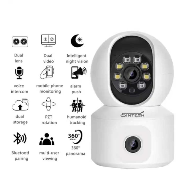 Sintech 4MP Double Lens Colorvu WiFi Robot Camera (C12 Pro)