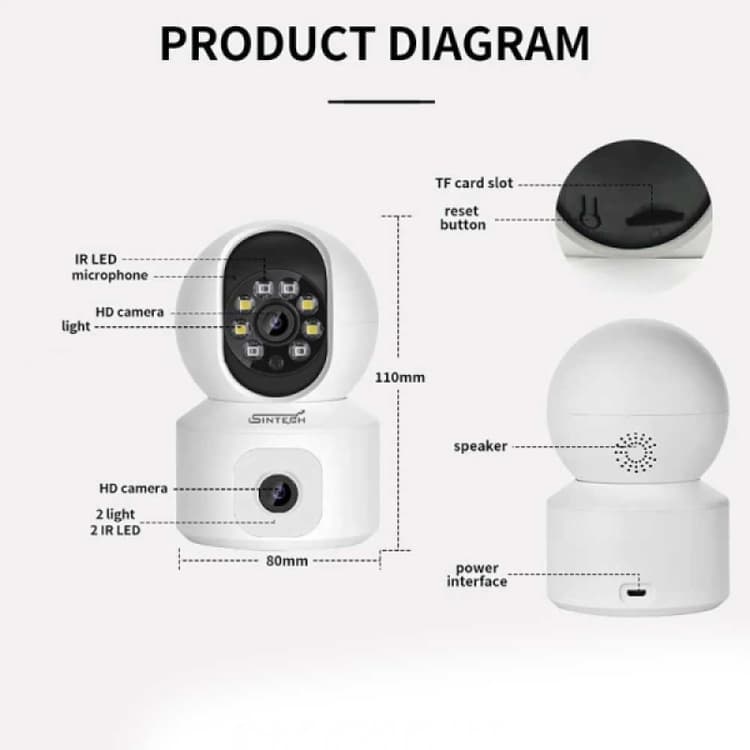 Sintech 4MP Double Lens Colorvu WiFi Robot Camera (C12 Pro)